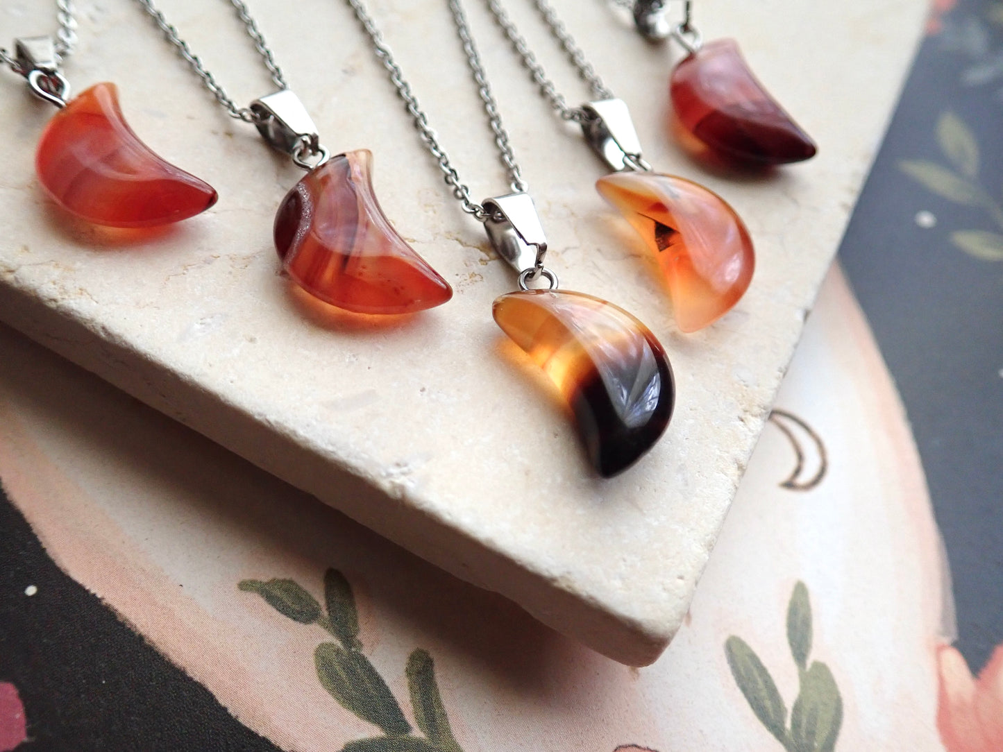 Tycho Carnelian Crescent Moon Necklace