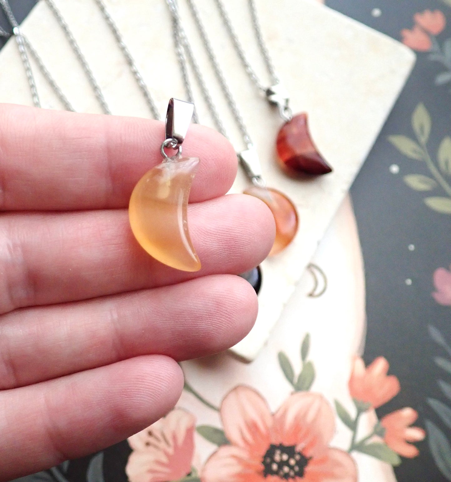 Tycho Carnelian Crescent Moon Necklace