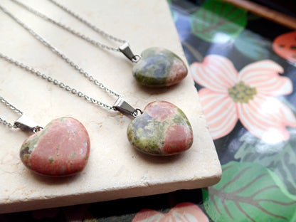 Eros Unakite Heart Necklace