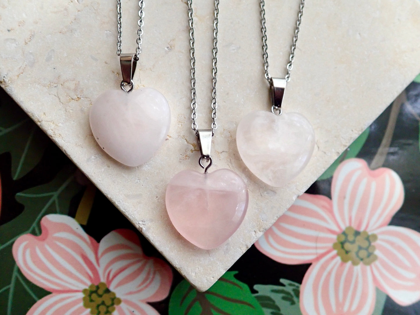 Eros Rose Quartz Heart Necklace