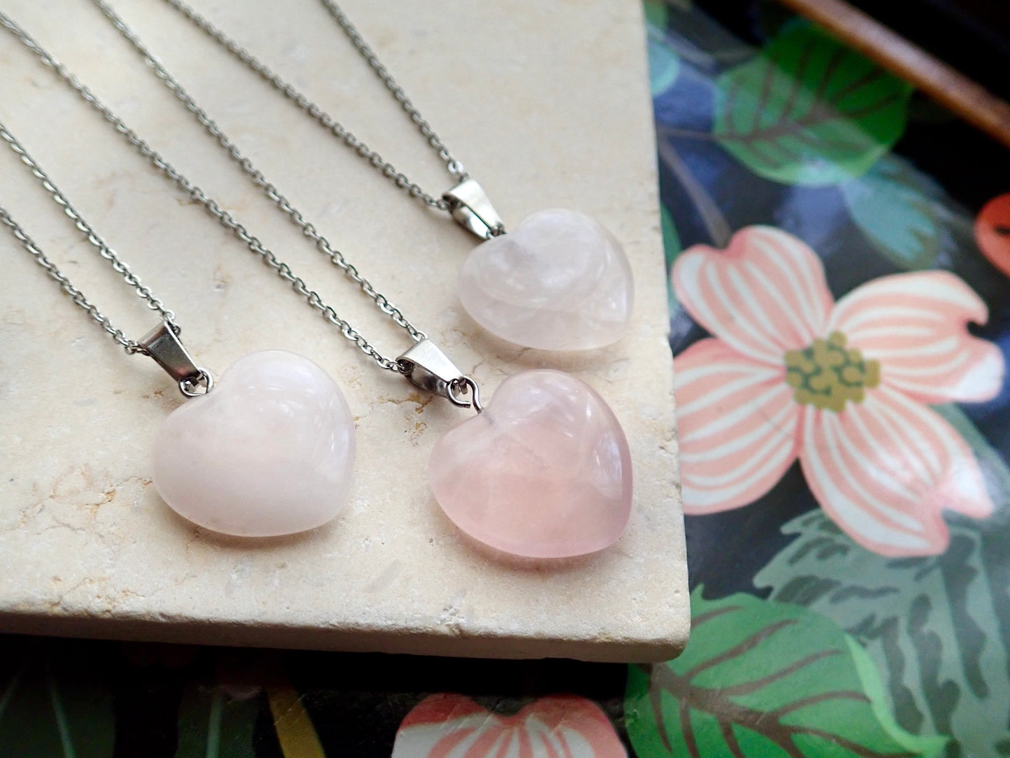 Eros Rose Quartz Heart Necklace