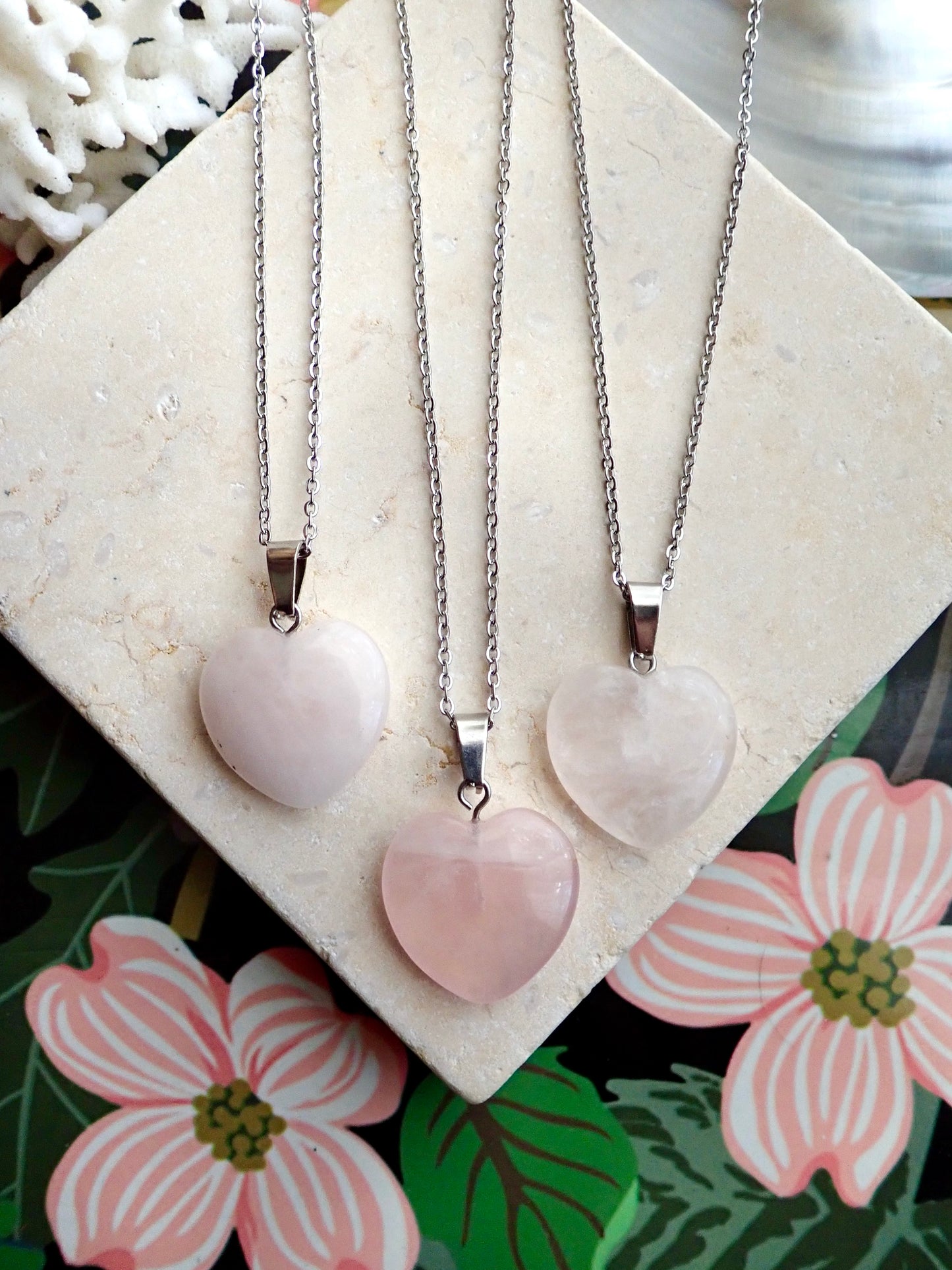 Eros Rose Quartz Heart Necklace