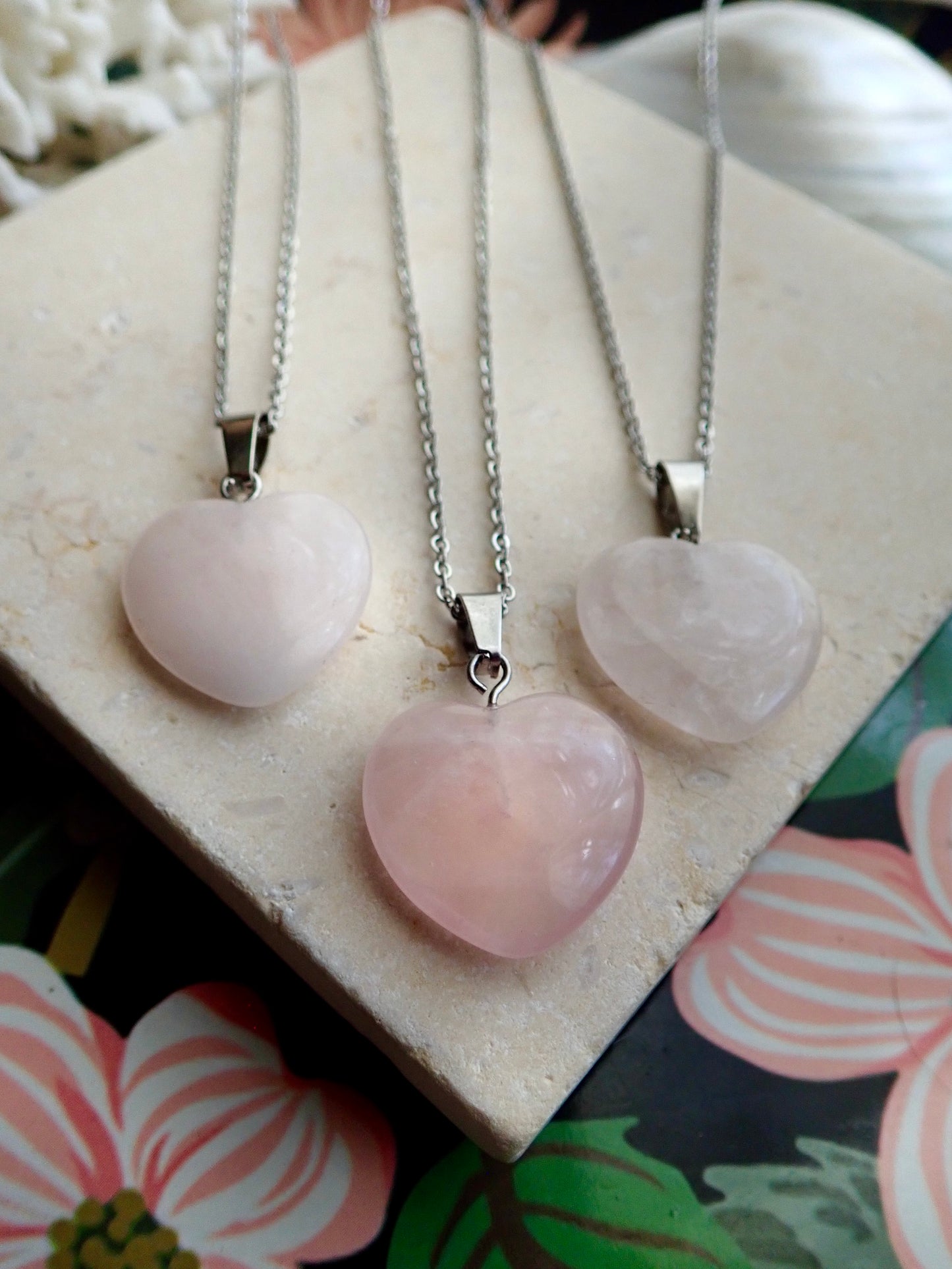 Eros Rose Quartz Heart Necklace