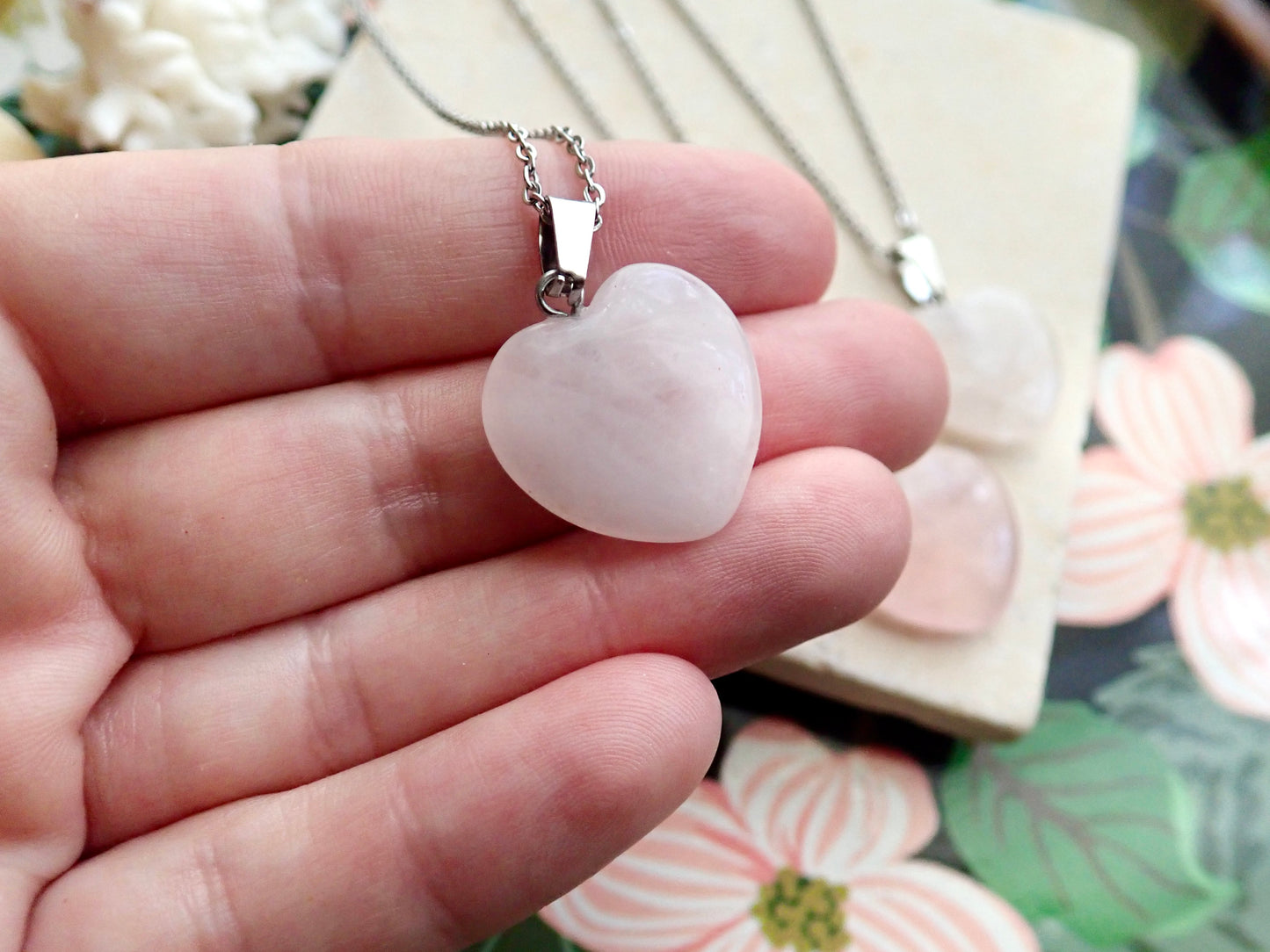 Eros Rose Quartz Heart Necklace