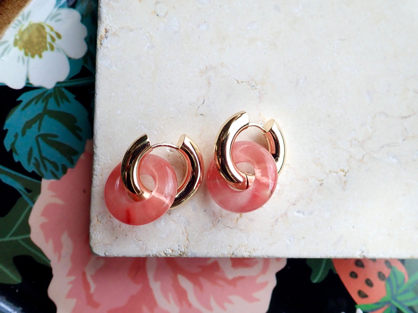 Gordi Rose Quartz Hoop Earrings