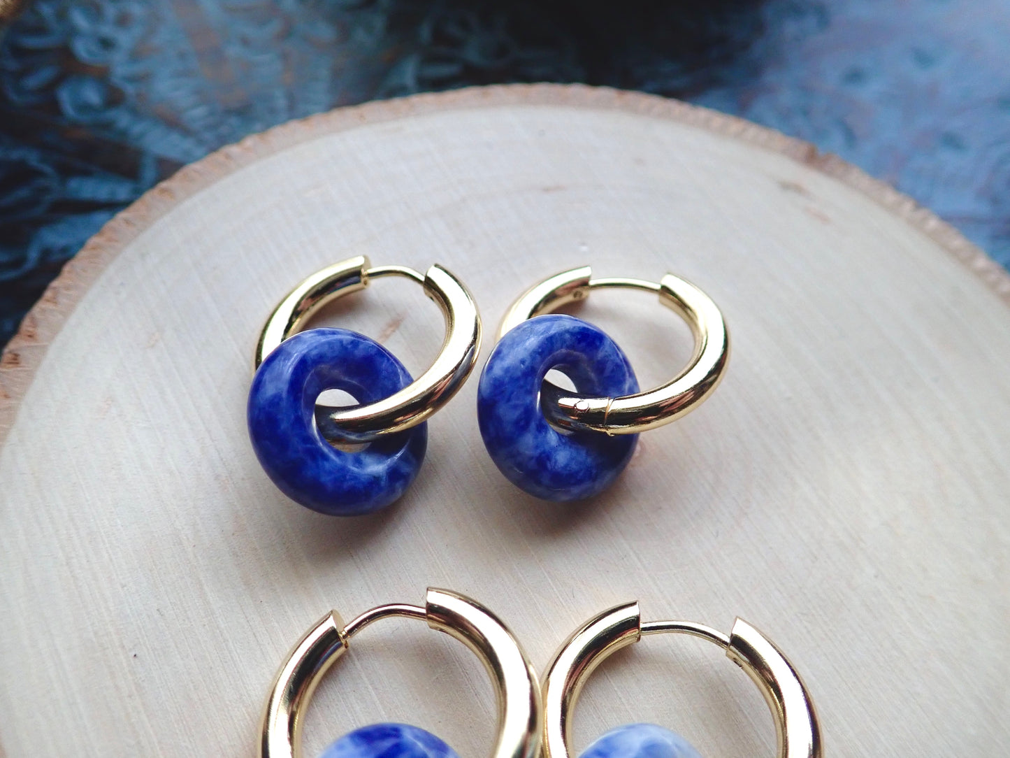 Gordi Lapis Lazuli Hoop Earrings