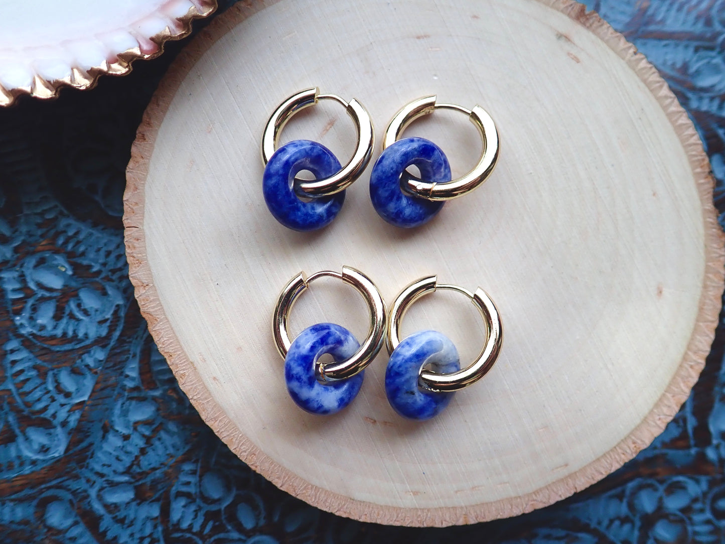 Gordi Lapis Lazuli Hoop Earrings