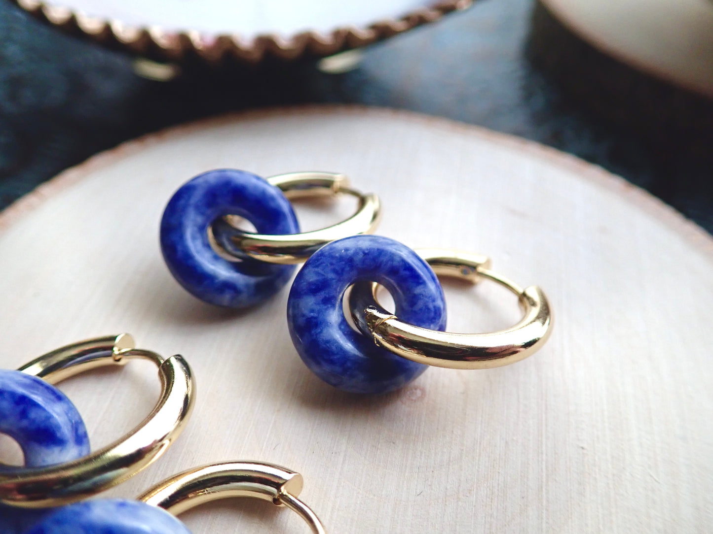 Gordi Lapis Lazuli Hoop Earrings