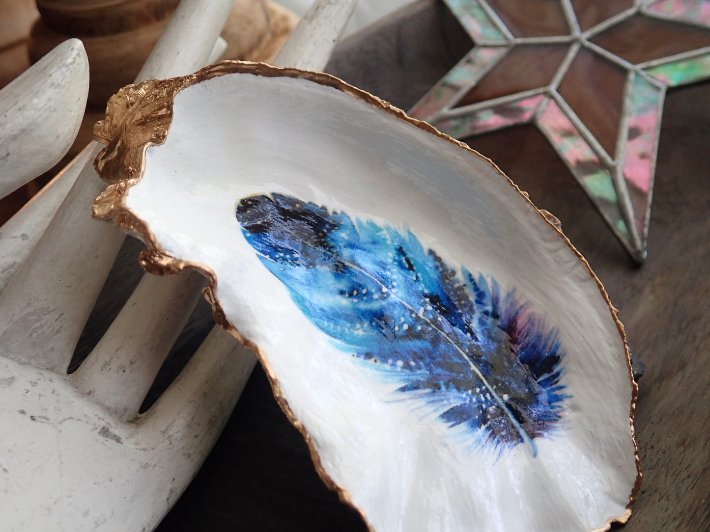 Blue Feather Ring Dish