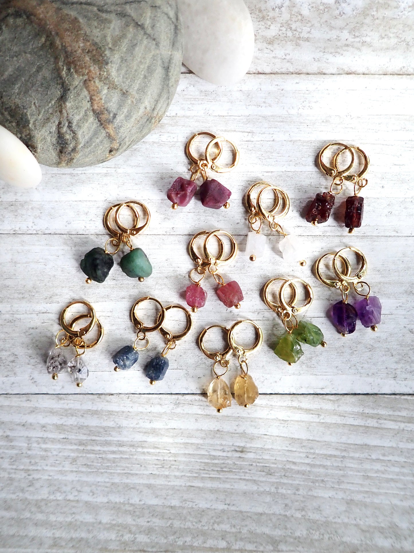 RaRa Raw Crystal Huggie Hoops