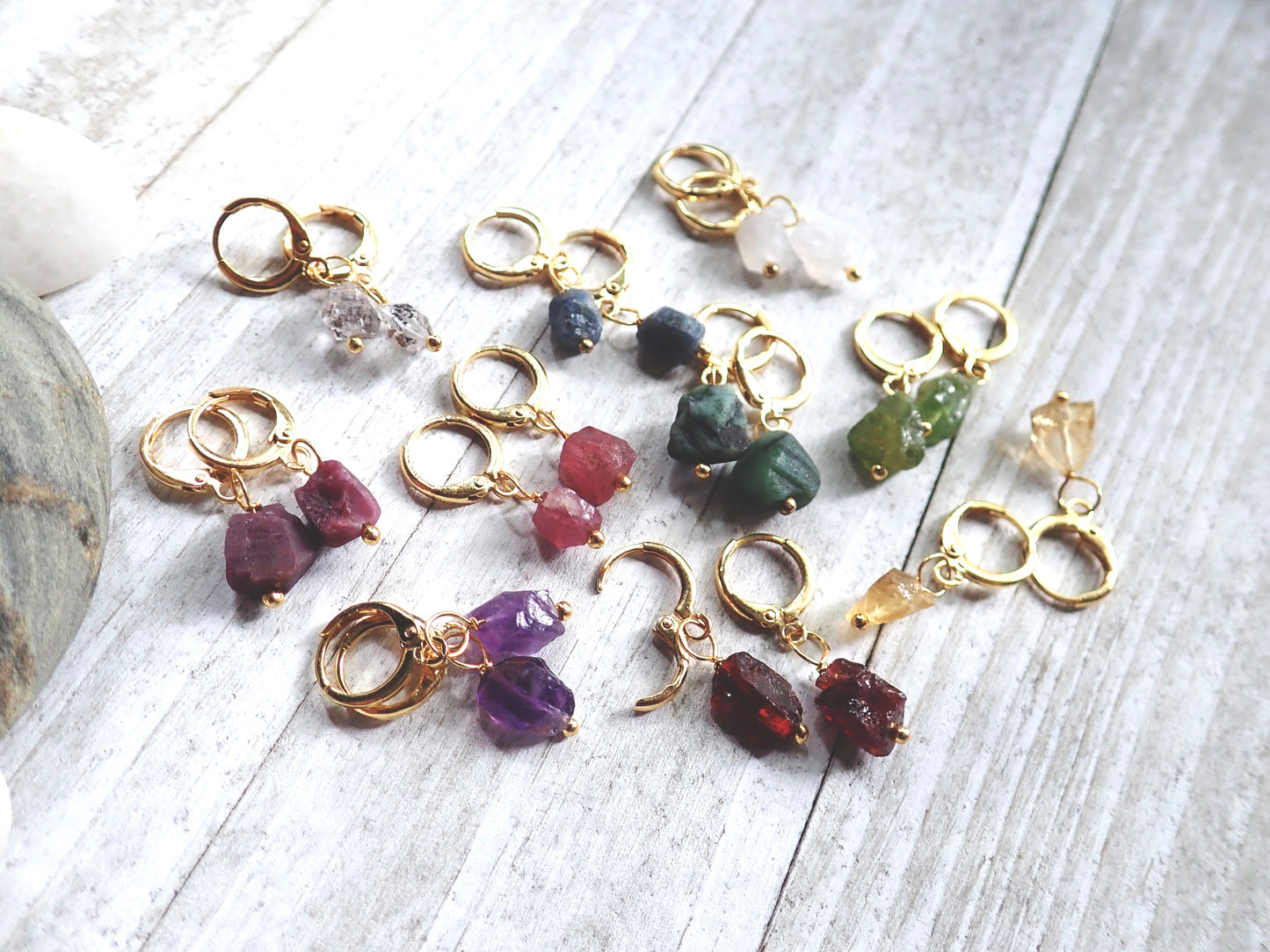 RaRa Raw Crystal Huggie Hoops