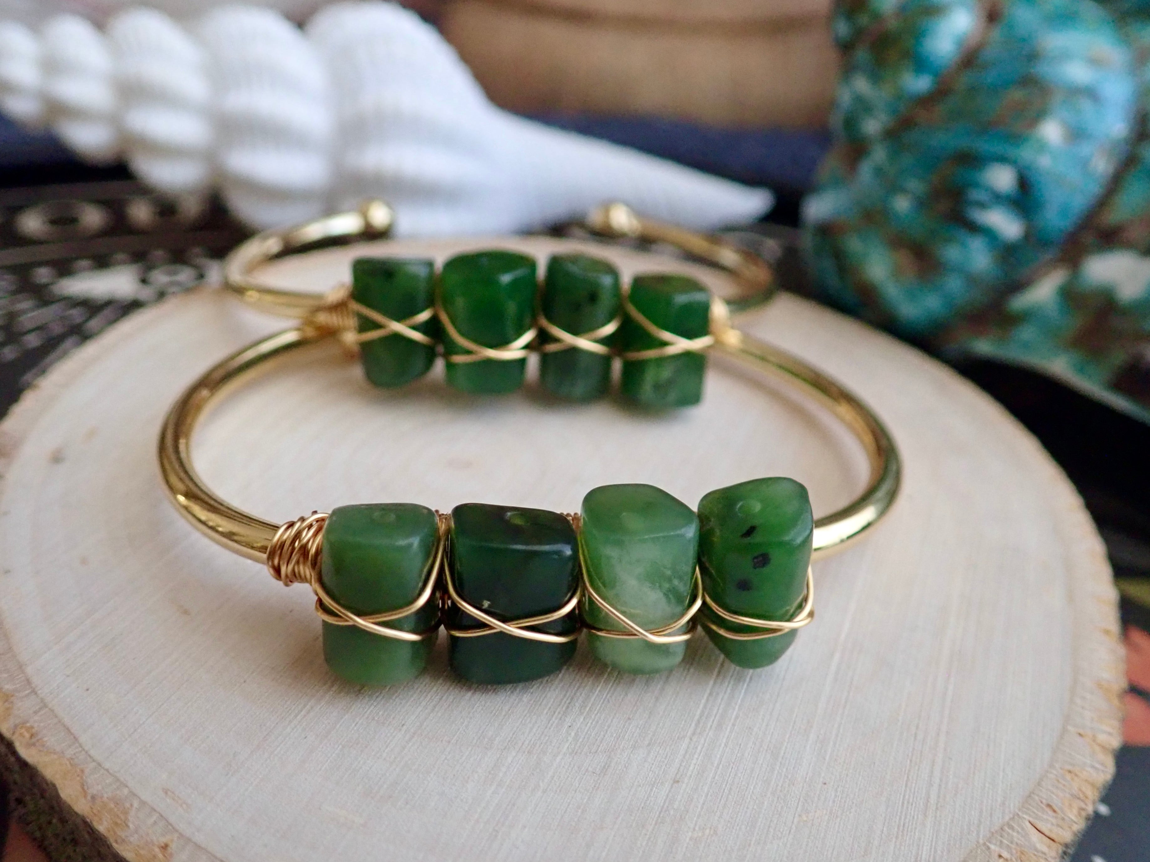 Jade and clearance gold bangle