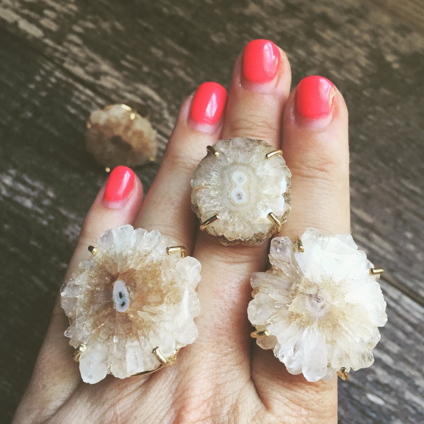 Tan Solar Quartz Ring