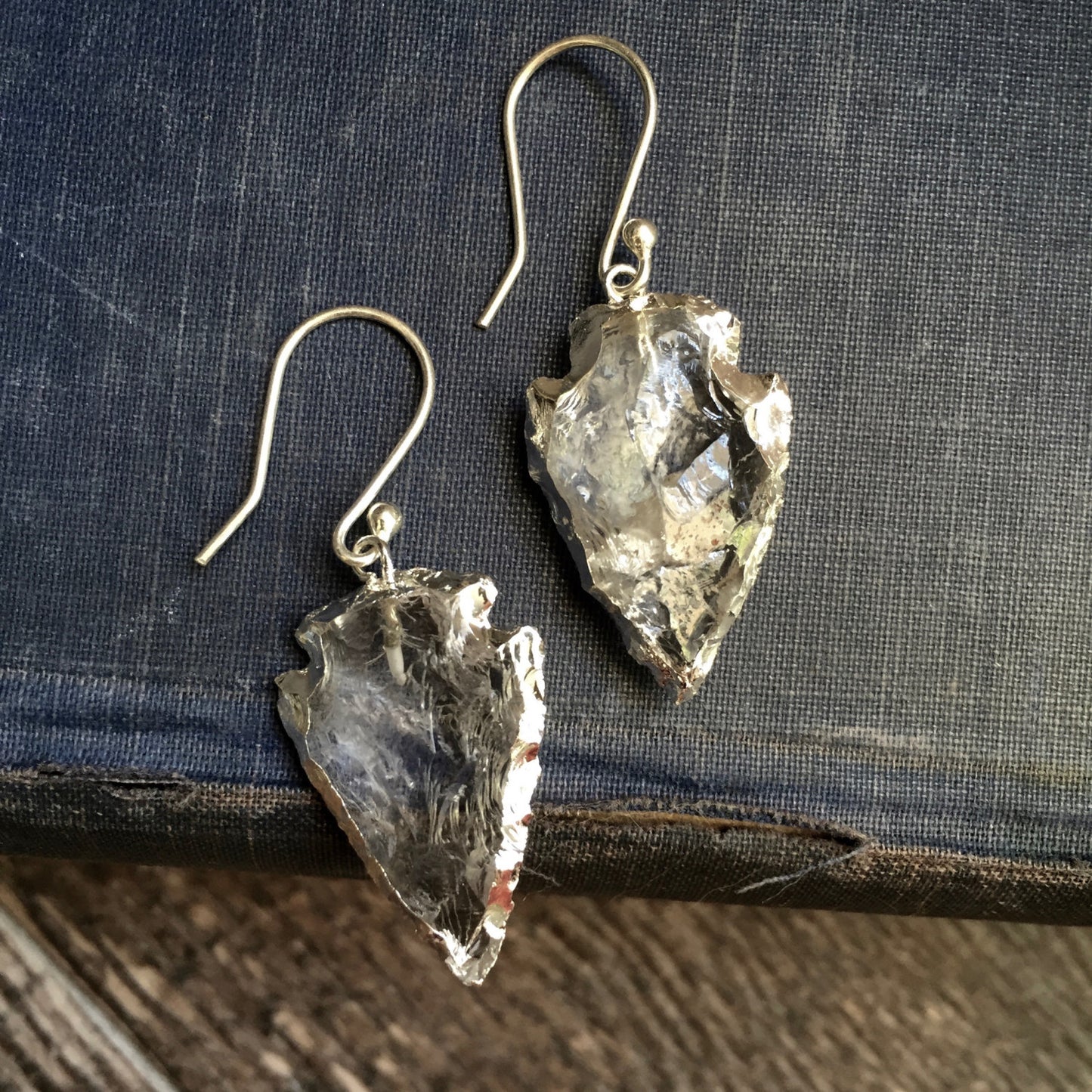 Crystal Cove Arrowhead Earrrings - Silver