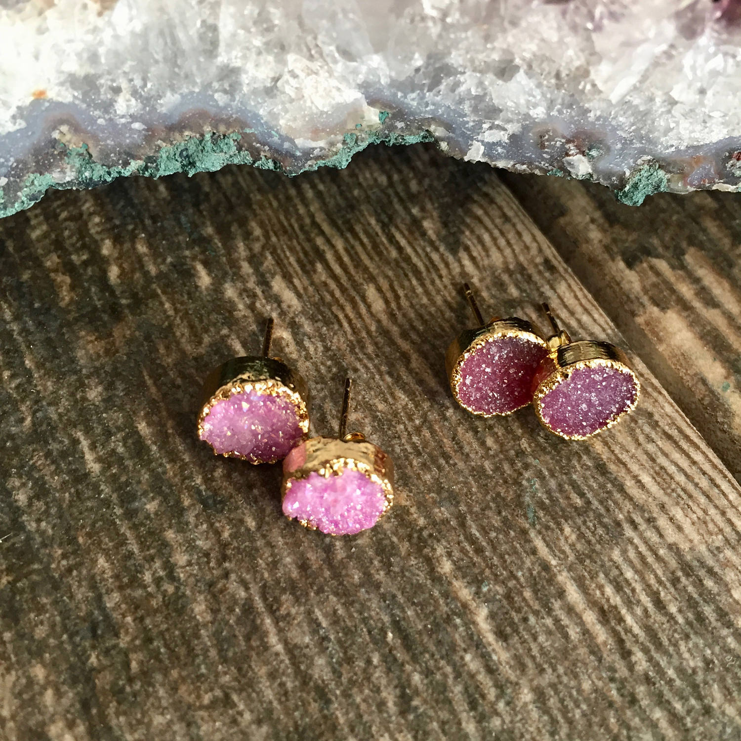 Pichi Pink Druzy Earrings – One Tribe Jewelry