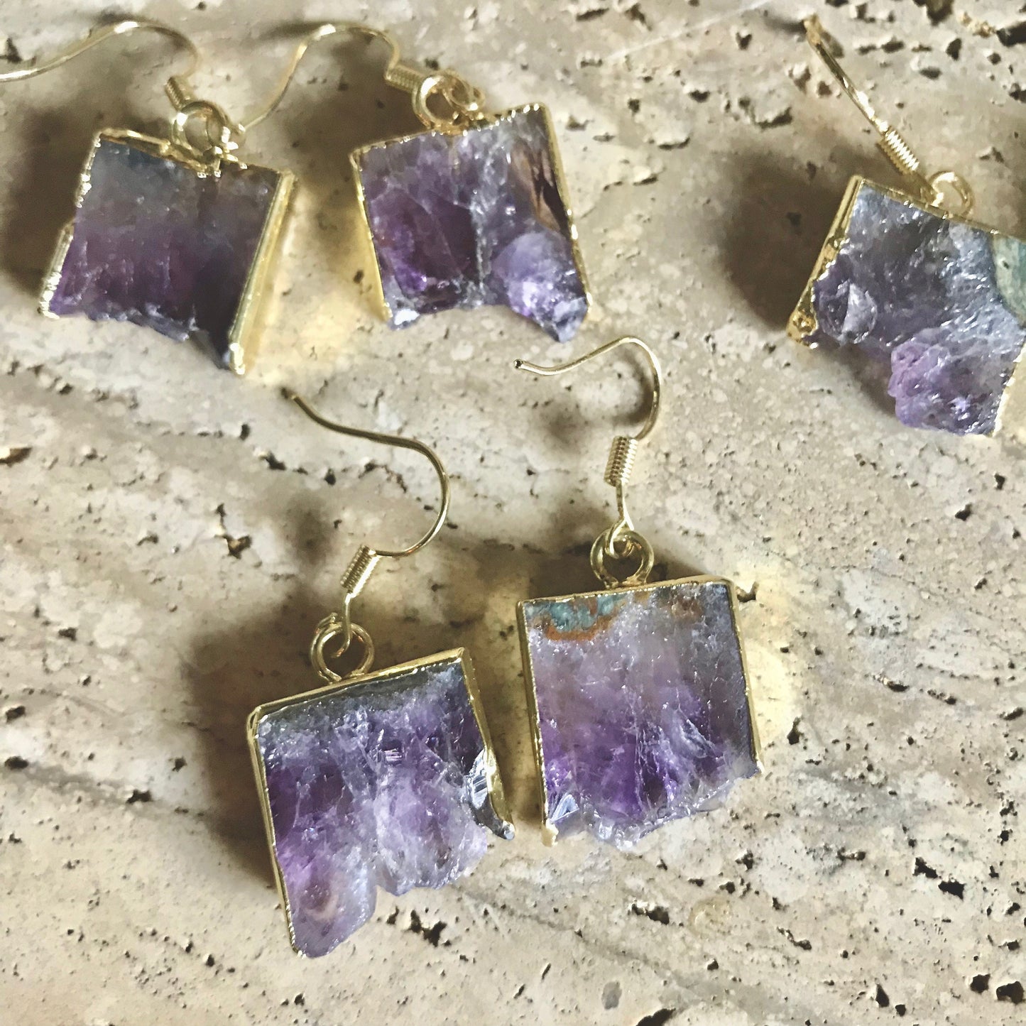 Avante Amethyst Slice Earrings  - Gold