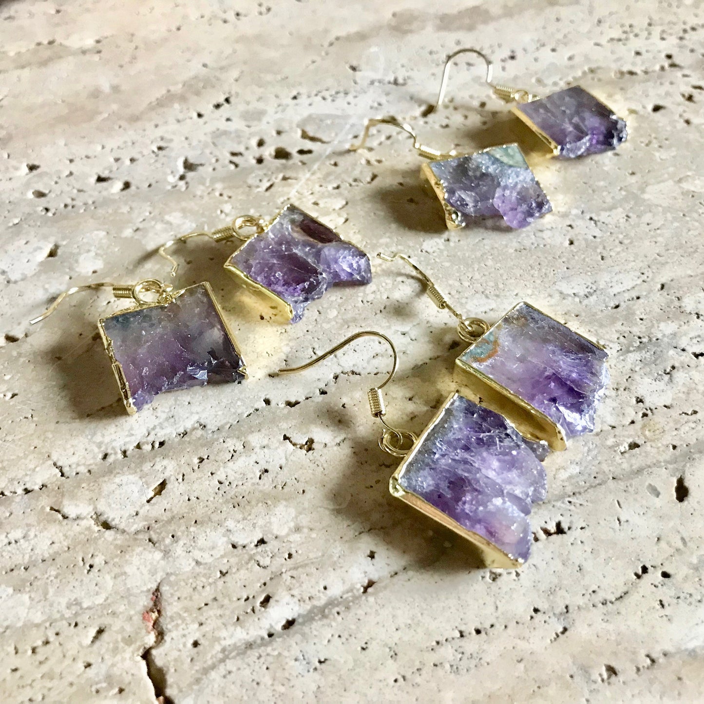 Avante Amethyst Slice Earrings  - Gold