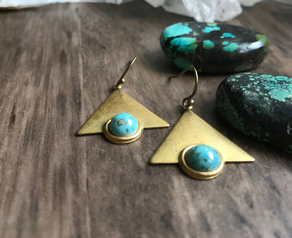 Turquoise Earrings Gold,Gold Turquoise Earrings,Raw Stone Earrings,Jewelry Gift Women,Geometric Turquoise Earrings,Turquoise Gifts,Geometric