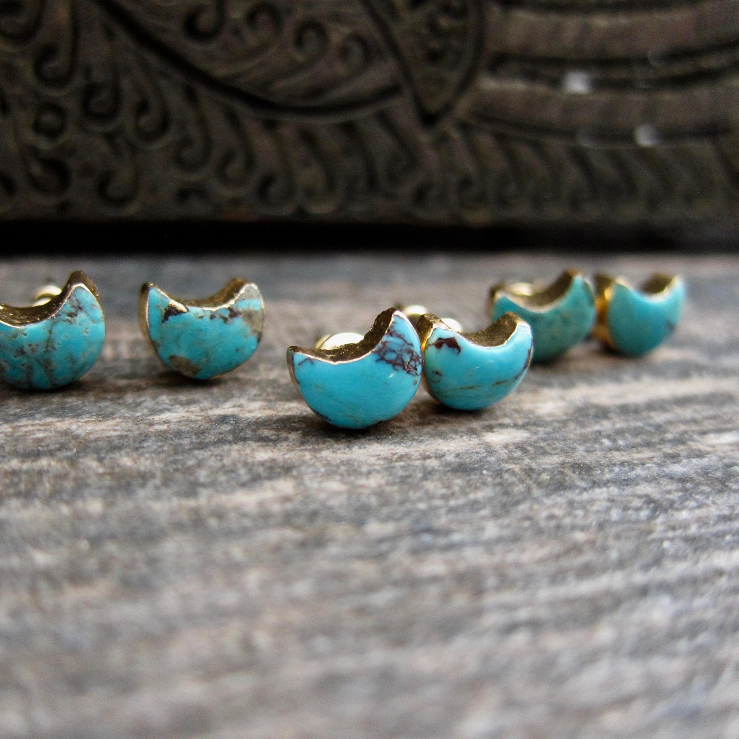 Turquoise Stud Earrings,Moon Earrings,Turquoise Earrings,Celestial Earrings,Turquoise Studs,Crescent Moon Earrings,Bridesmaids Gift