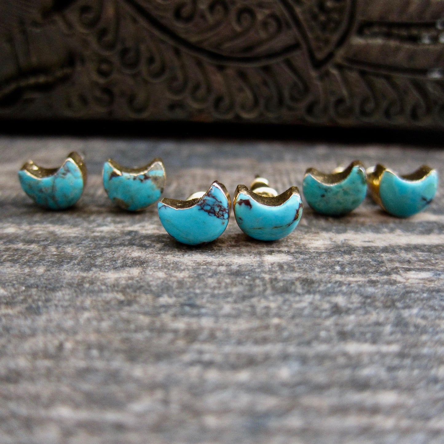 Turquoise Stud Earrings,Moon Earrings,Turquoise Earrings,Celestial Earrings,Turquoise Studs,Crescent Moon Earrings,Bridesmaids Gift