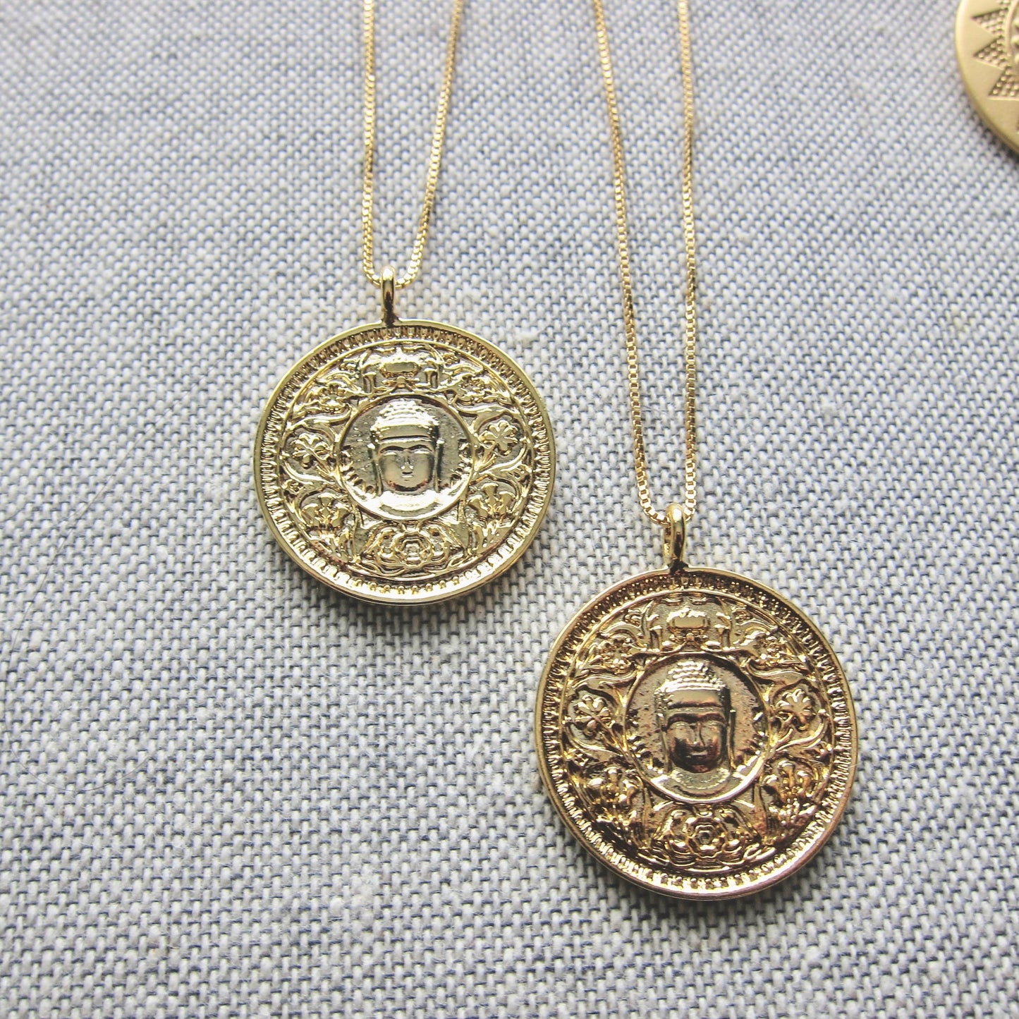 Serenity Gold Buddha Medallion Necklace