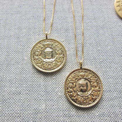 Serenity Gold Buddha Medallion Necklace