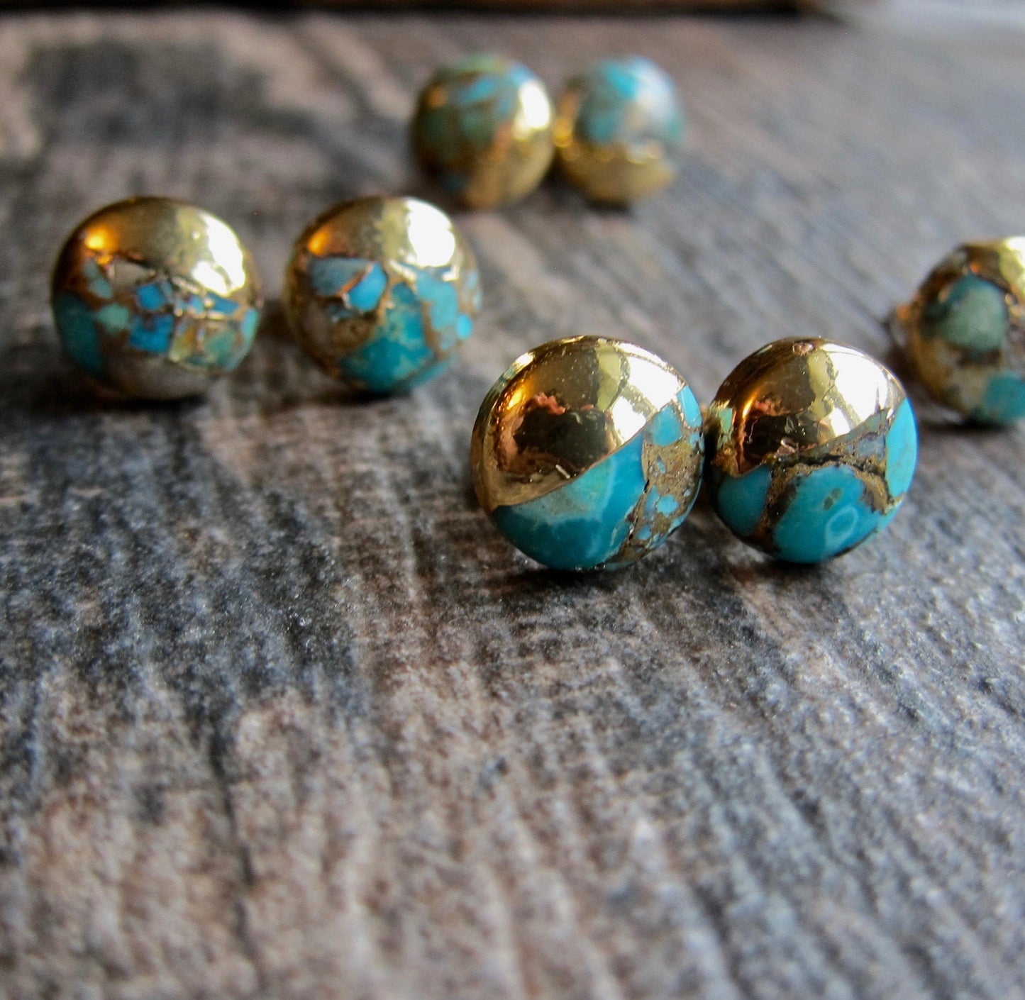 Turquoise Stud Earrings,Turquoise Earrings Gold,Gold Turquoise Studs,Raw Stone Earrings,Turquoise Jewelry,Boho Stud Earrings,Round Turquoise