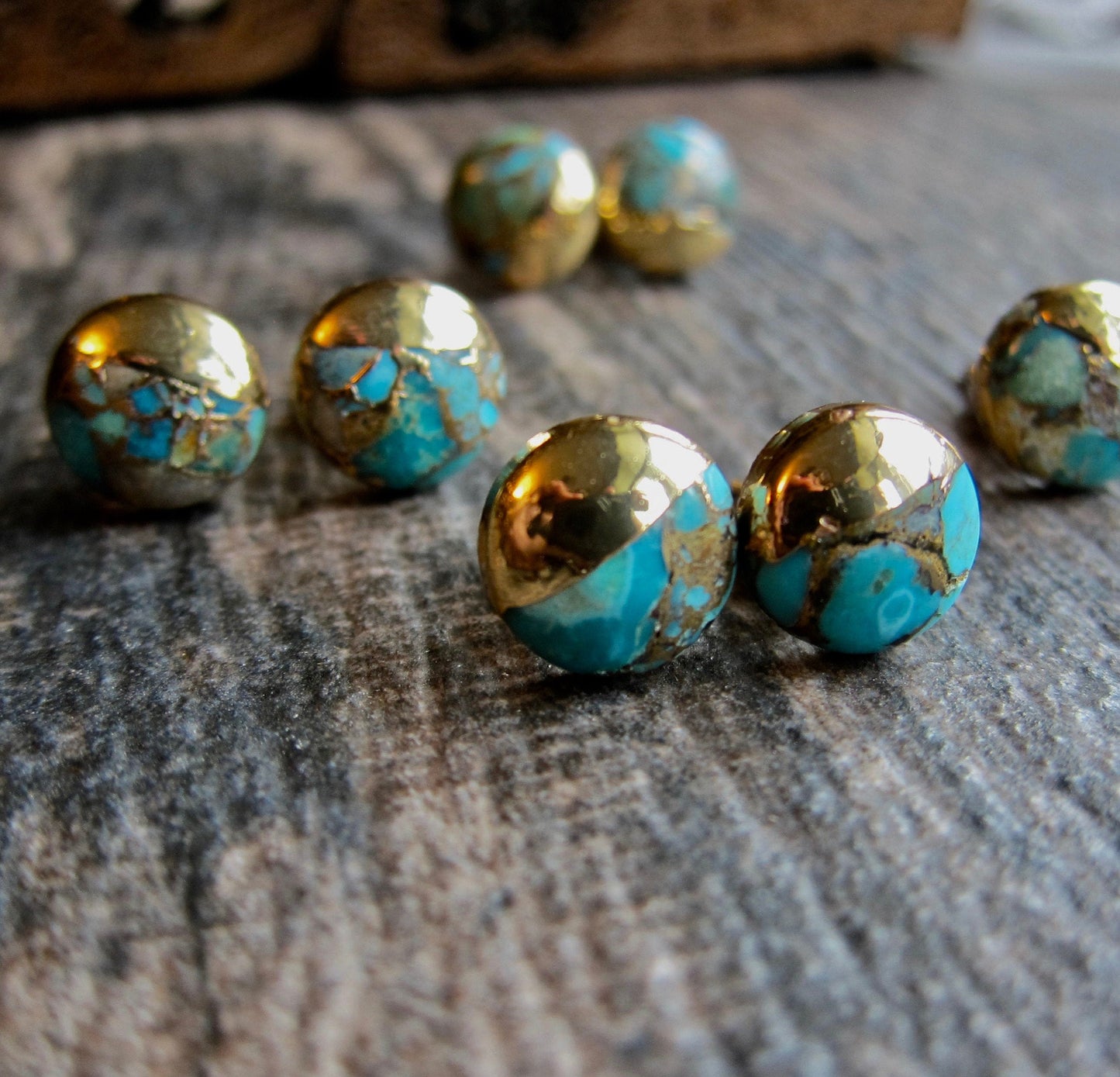 Turquoise Stud Earrings,Turquoise Earrings Gold,Gold Turquoise Studs,Raw Stone Earrings,Turquoise Jewelry,Boho Stud Earrings,Round Turquoise