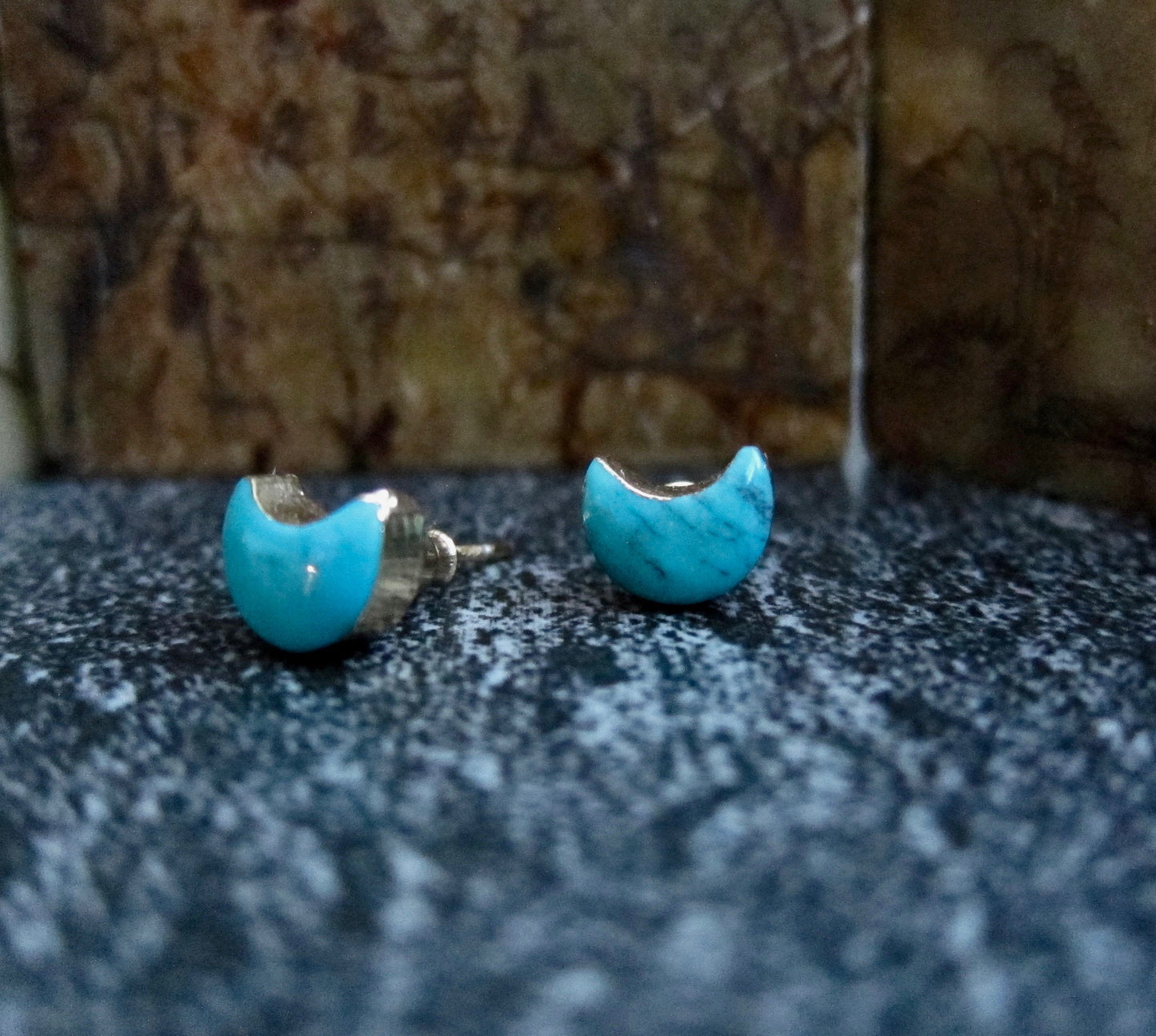Turquoise Stud Earrings,Moon Earrings,Turquoise Earrings,Celestial Earrings,Turquoise Studs,Crescent Moon Earrings,Bridesmaids Gift