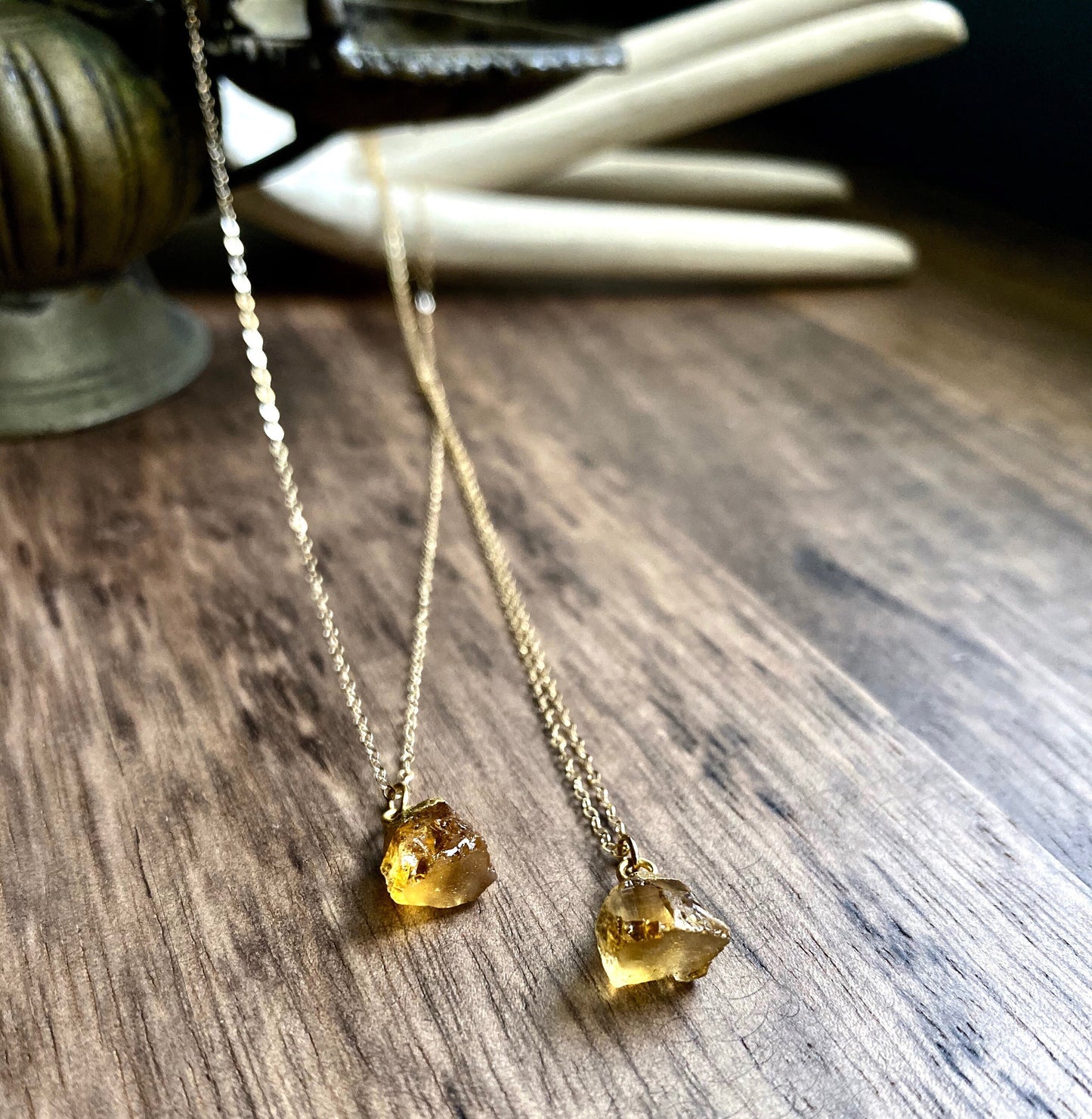 Dew Drop Raw Citrine Necklace