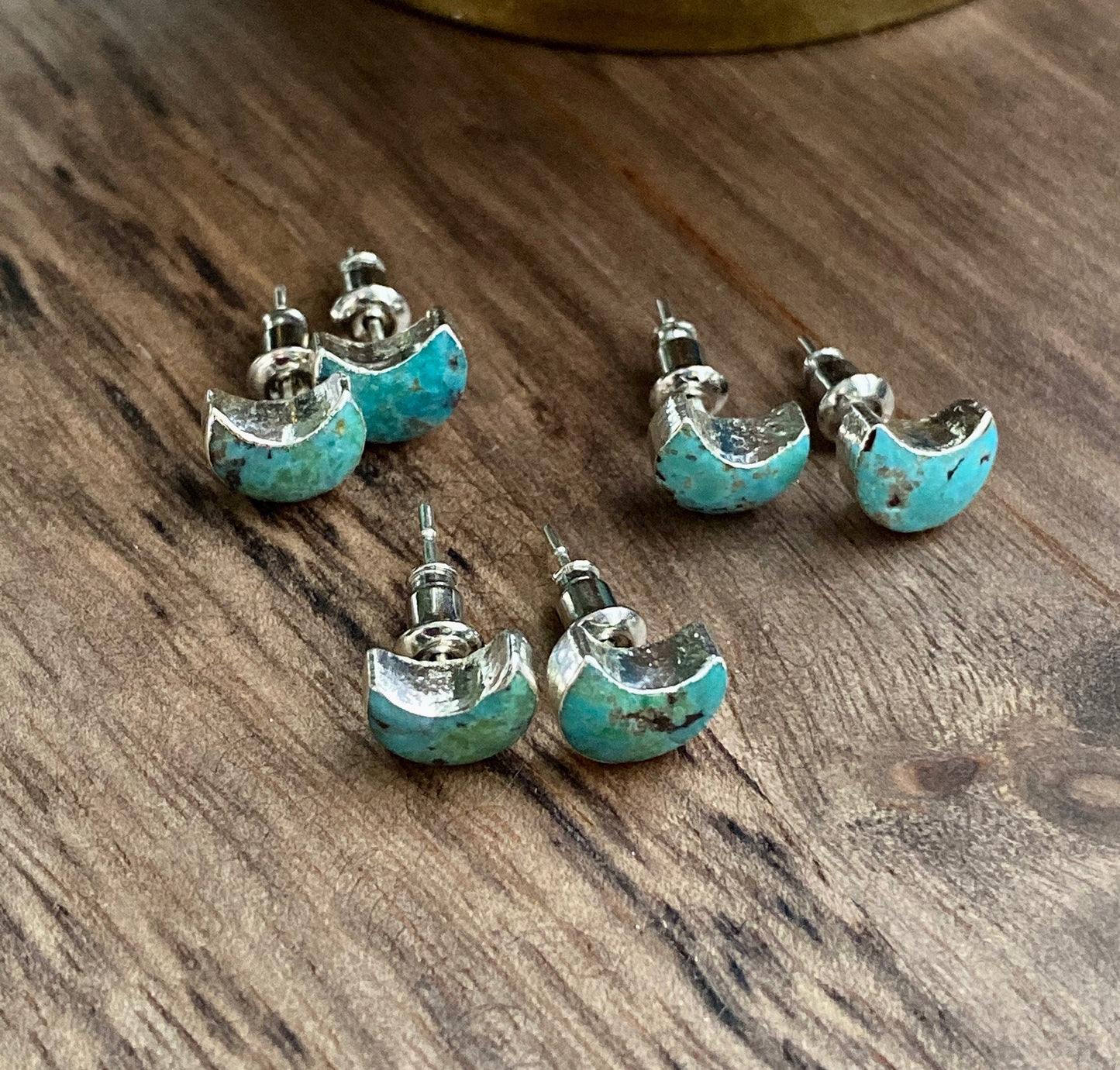 Turquoise Stud Earrings,Moon Earrings,Turquoise Earrings,Celestial Earrings,Turquoise Studs,Crescent Moon Earrings,December Birthstone Gift