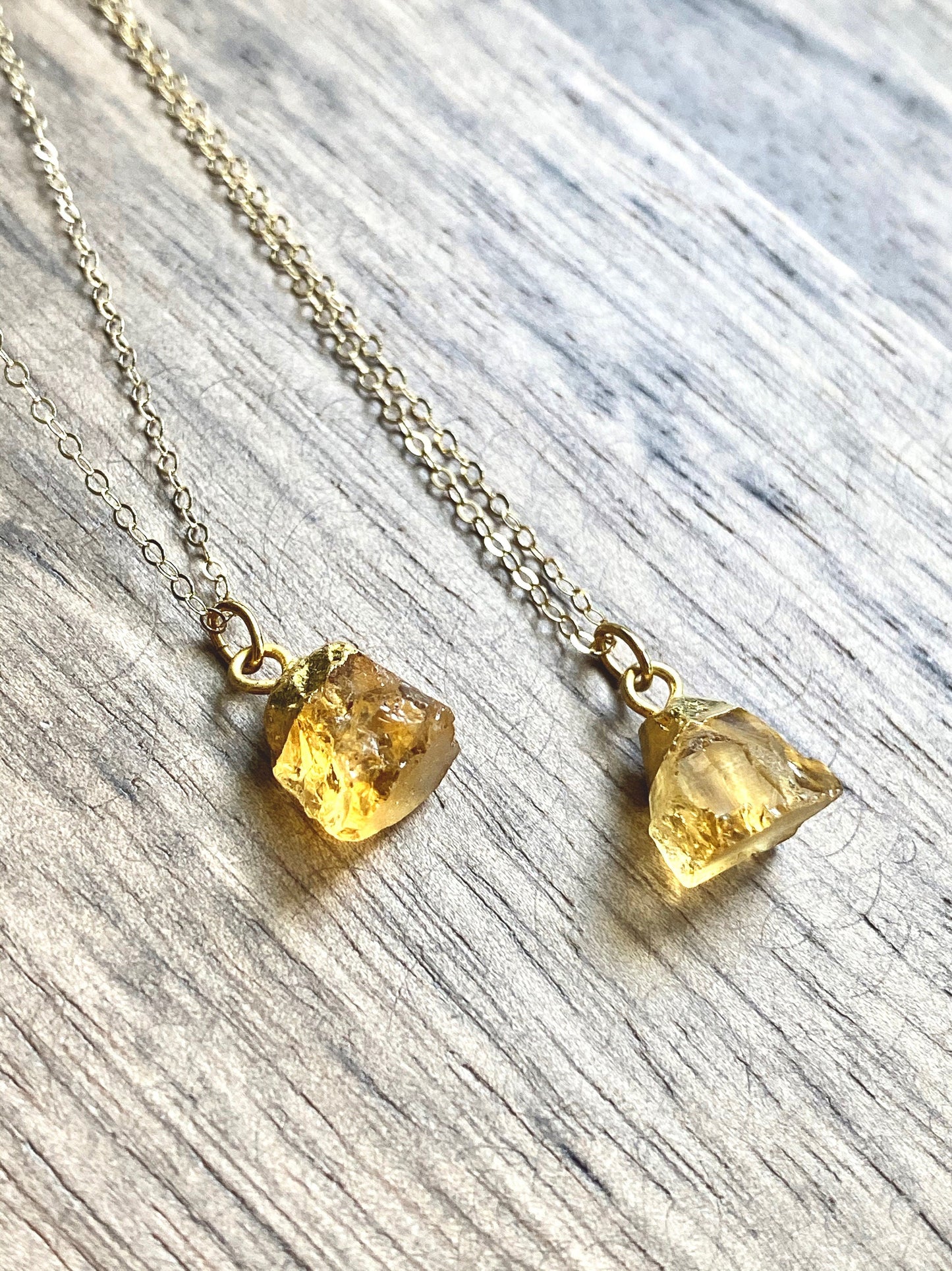 Dew Drop Raw Citrine Necklace