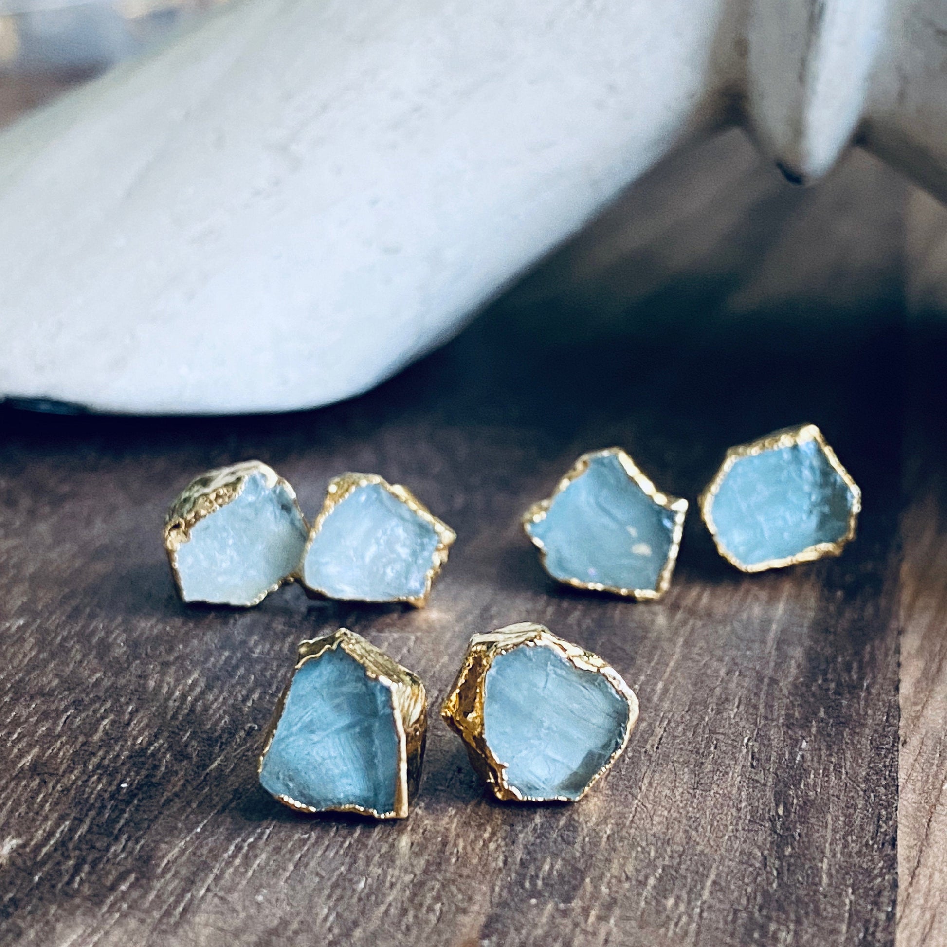 Rough aquamarine earrings