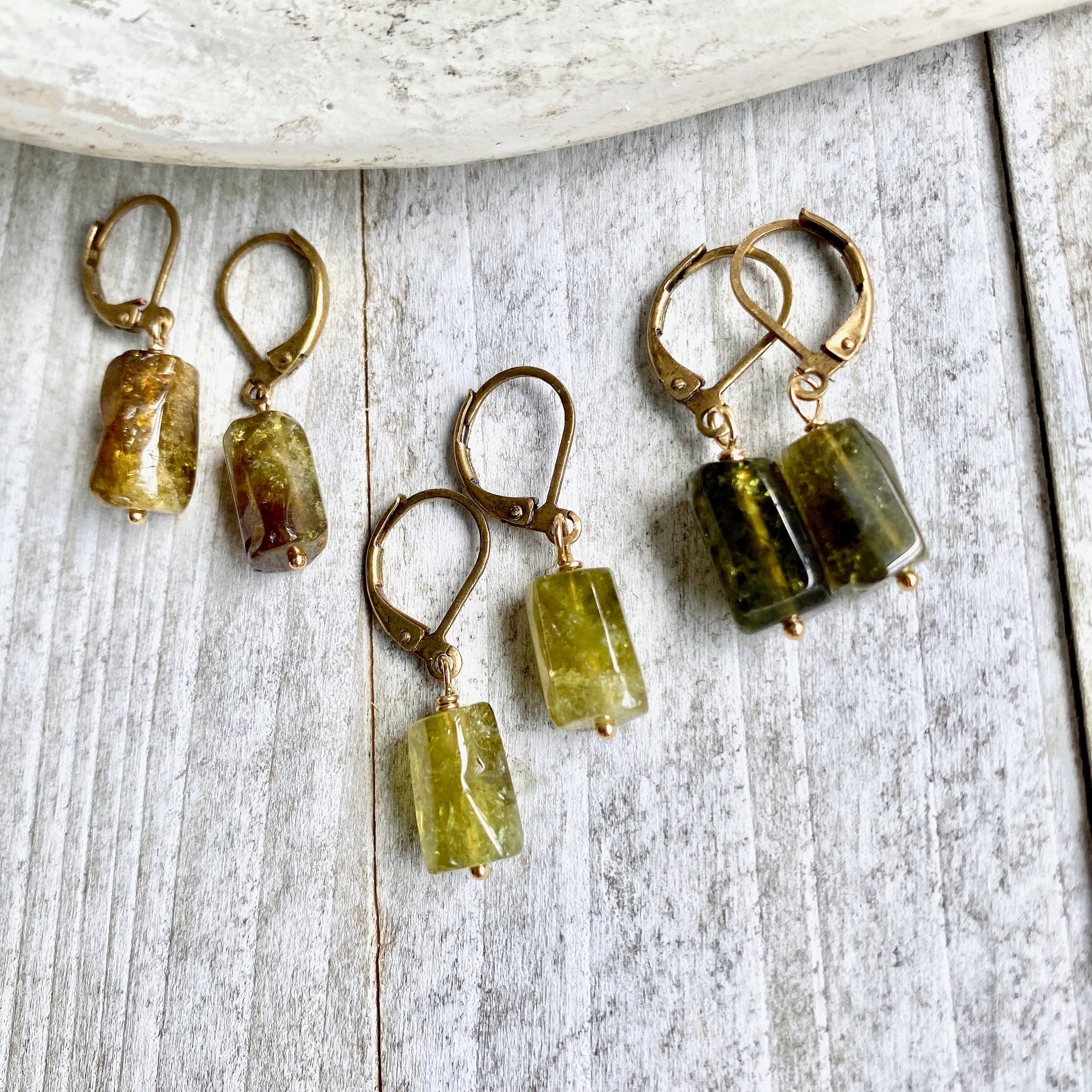 Raw on sale peridot earrings