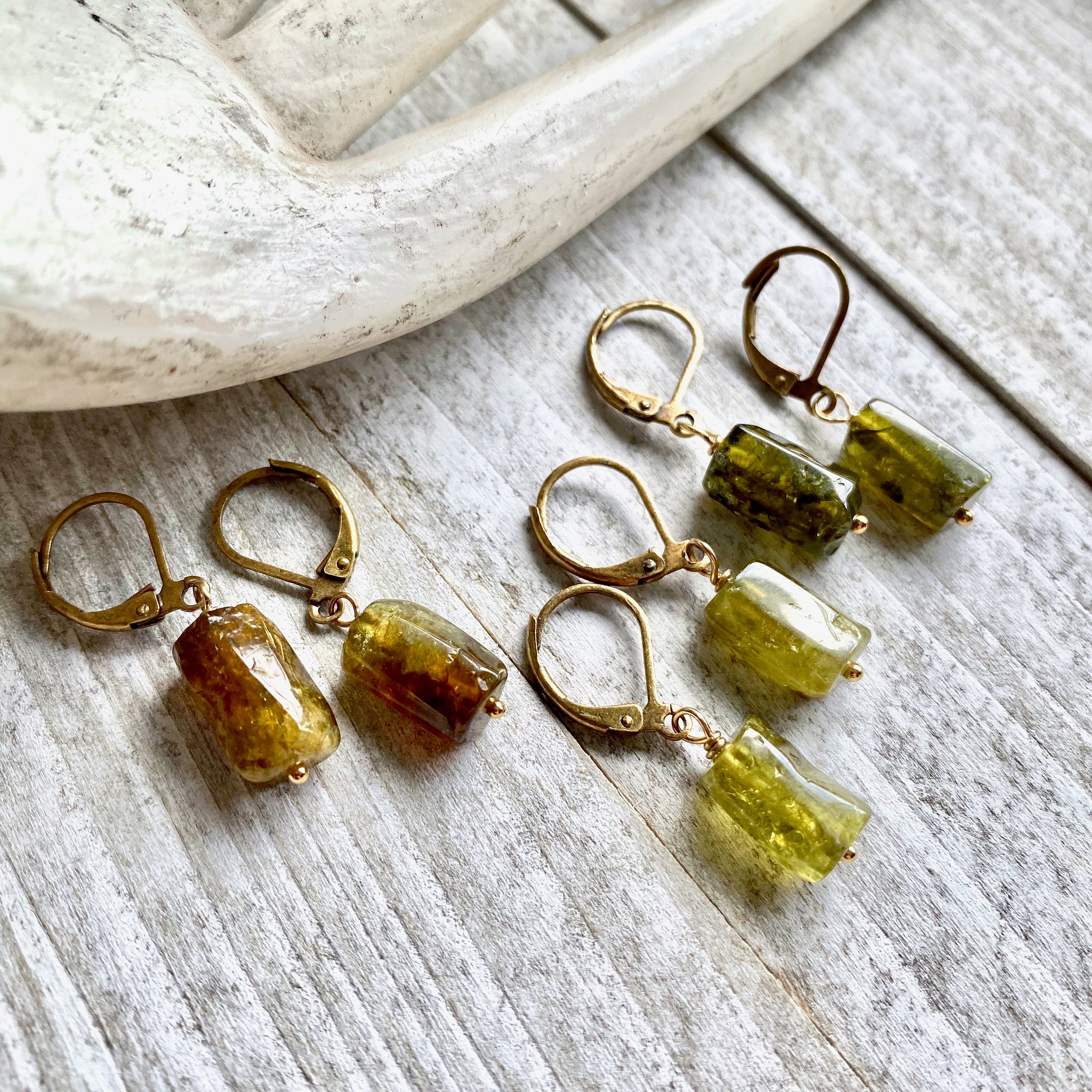 Raw on sale peridot earrings