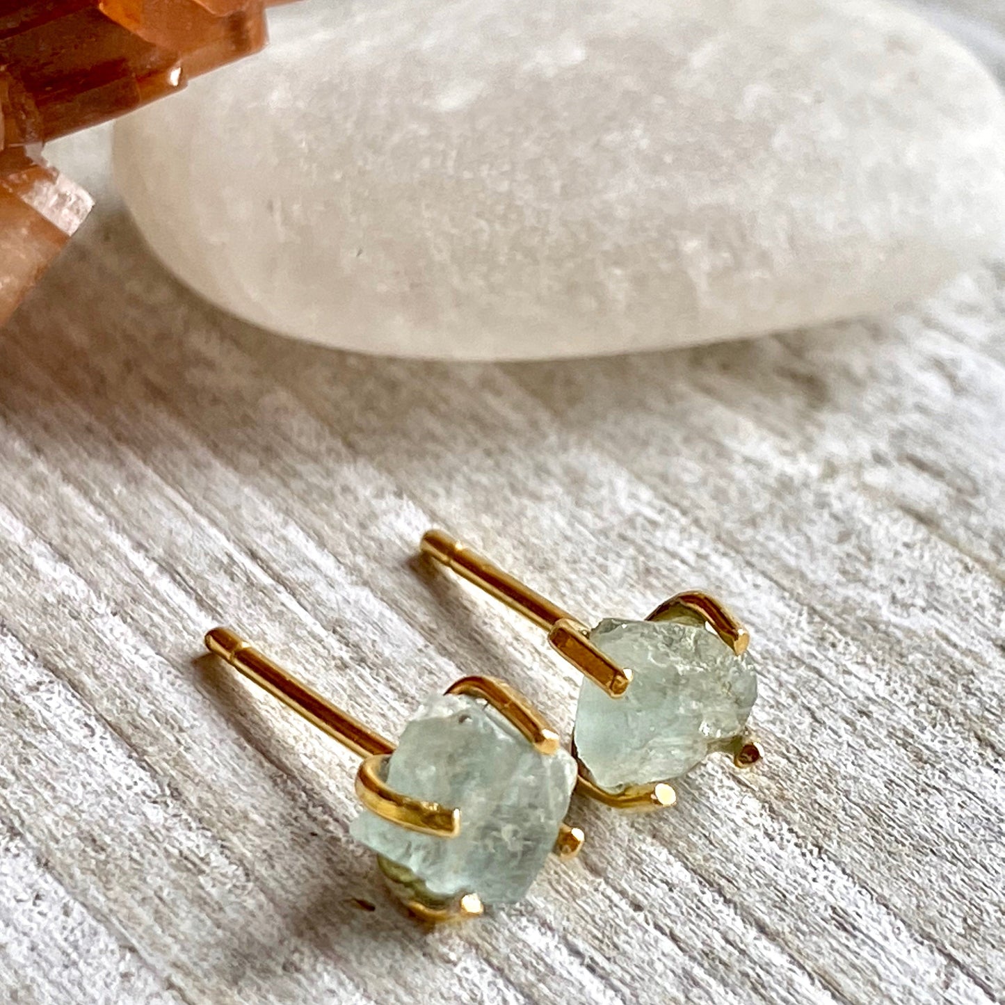 Dreamy Aquamarine Prong-Set Stud Earrings