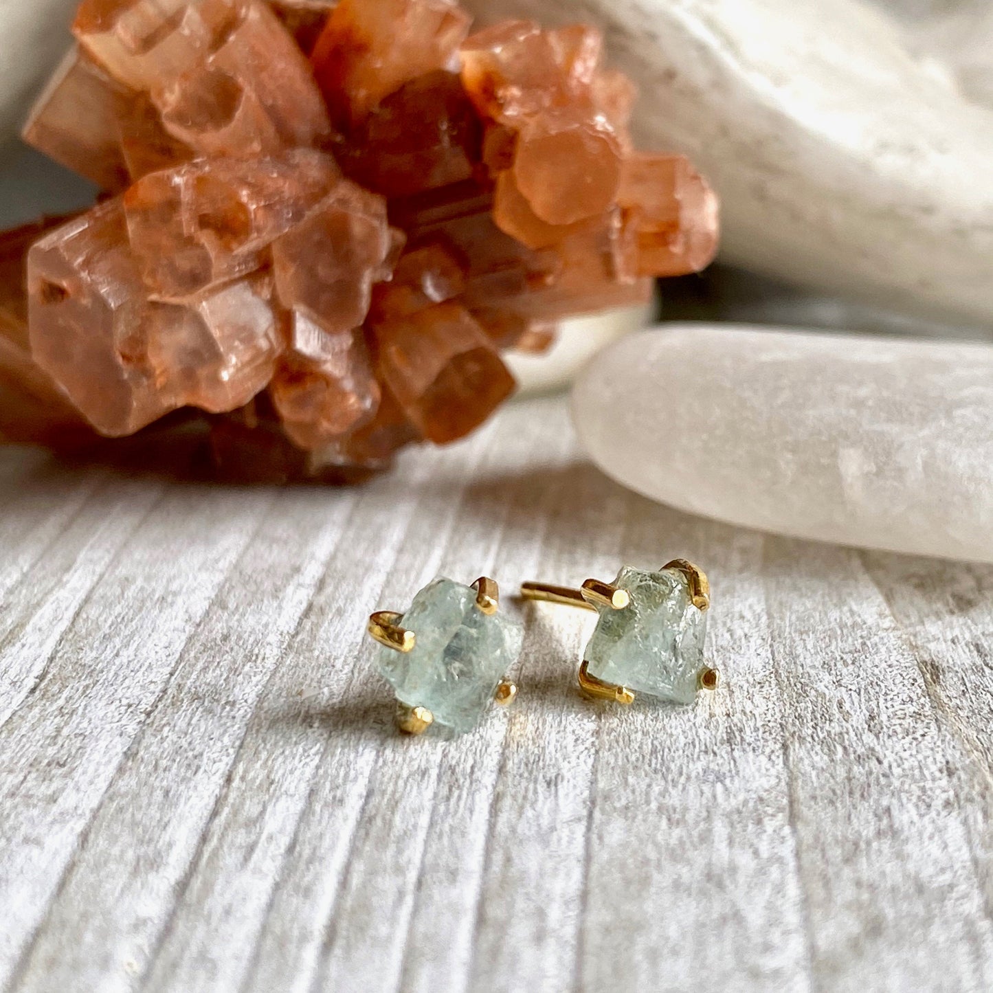 Dreamy Aquamarine Prong-Set Stud Earrings