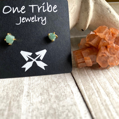 Green Seas Dainty Emerald Studs
