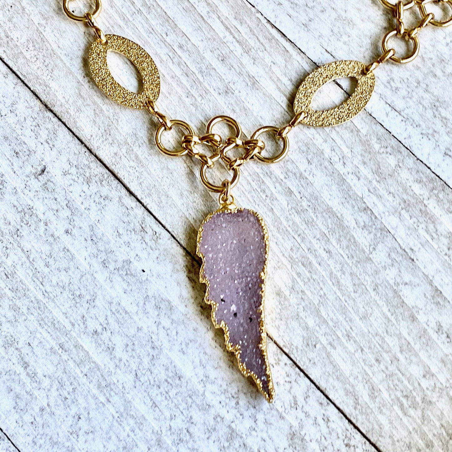 Druzy Angel Wing Necklace