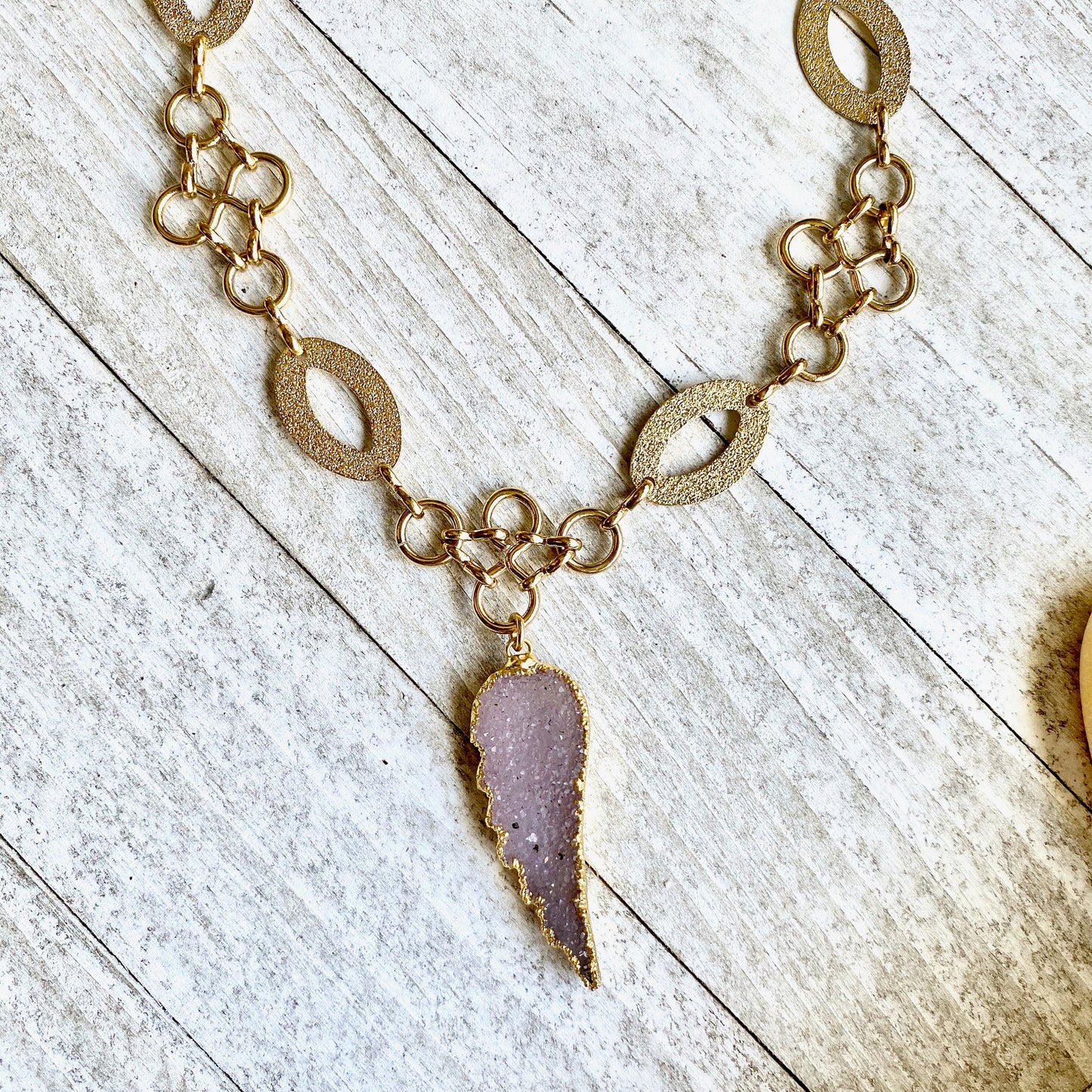 Druzy Angel Wing Necklace