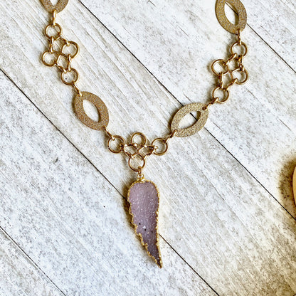 Druzy Angel Wing Necklace