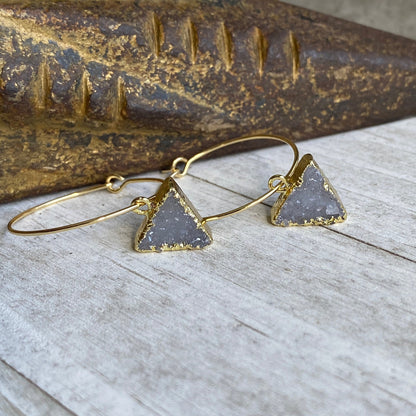 The Oracle Druzy Triangle Hoop Earrings