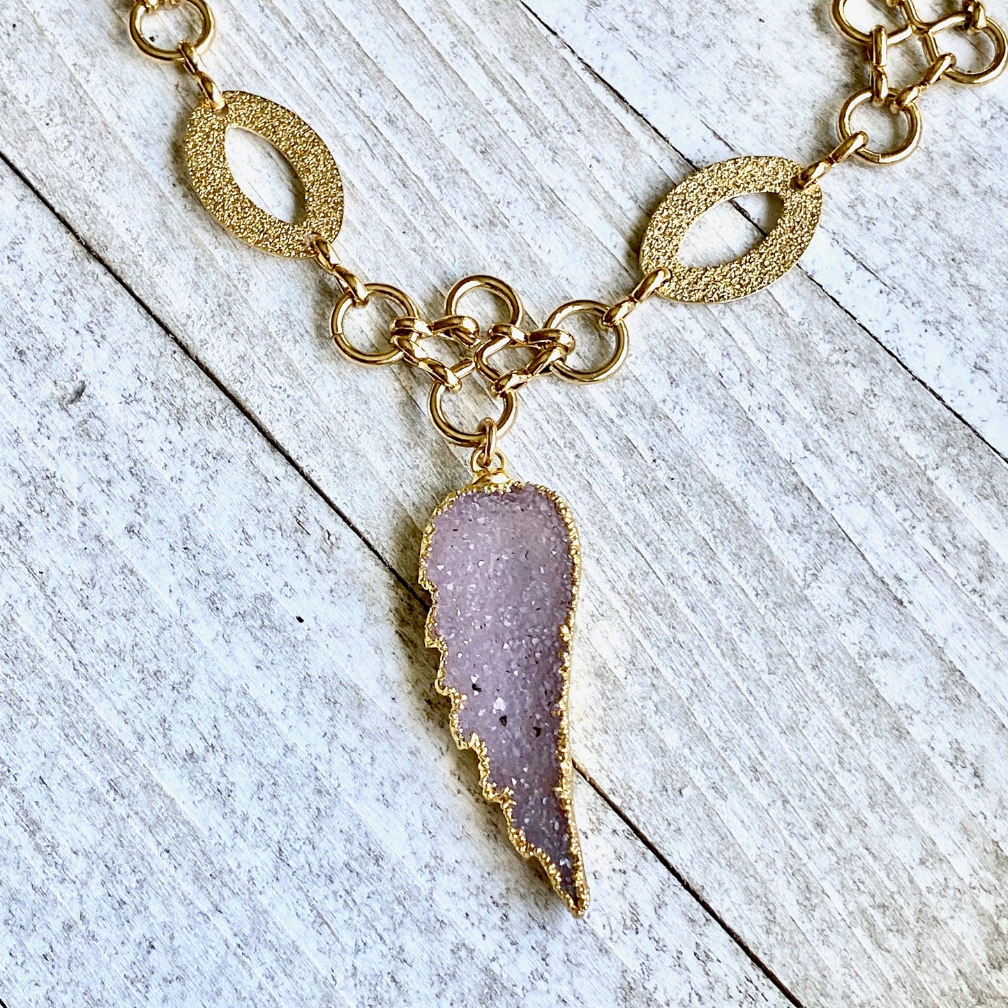 Druzy Angel Wing Necklace