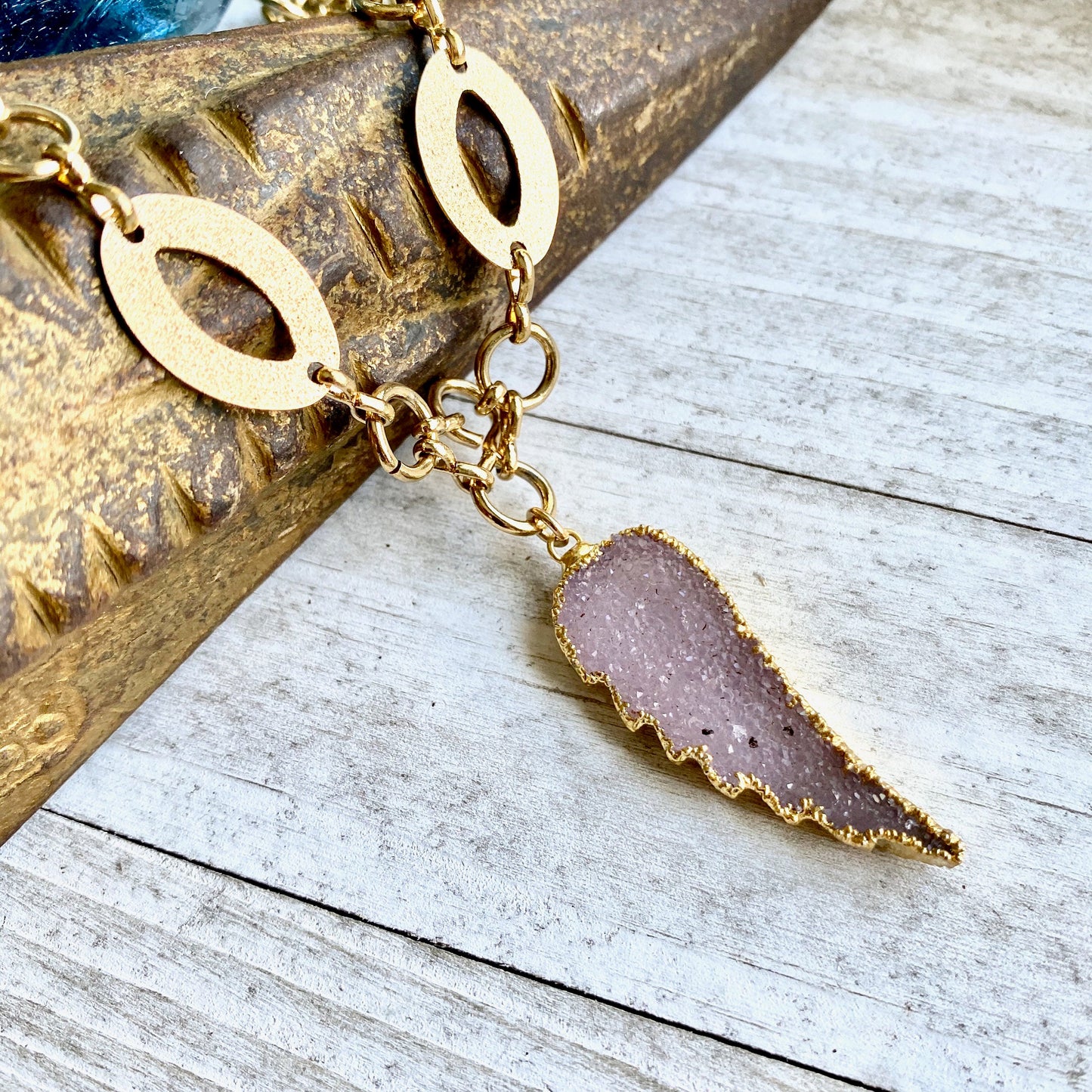 Druzy Angel Wing Necklace