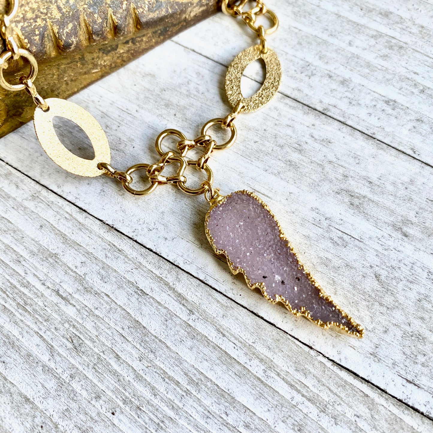 Druzy Angel Wing Necklace