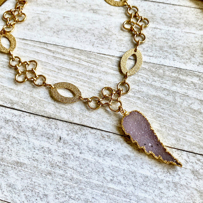 Druzy Angel Wing Necklace