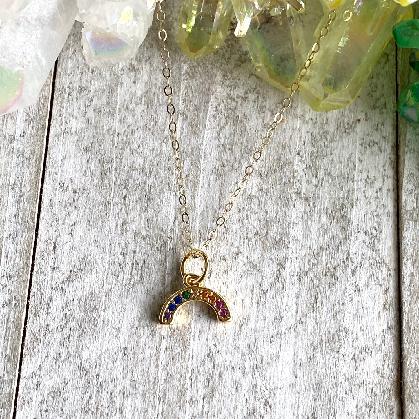 Dorothea Dainty Rainbow Pendant Necklace