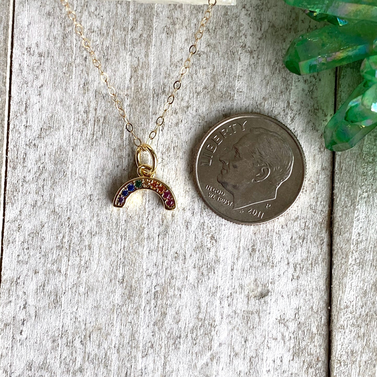 Dorothea Dainty Rainbow Pendant Necklace