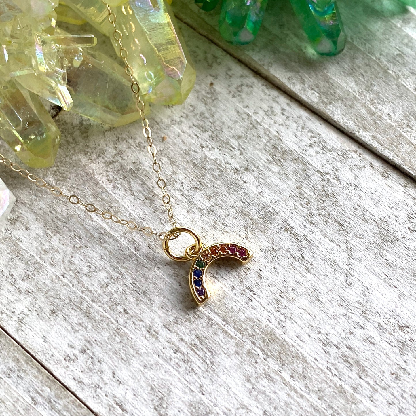 Dorothea Dainty Rainbow Pendant Necklace