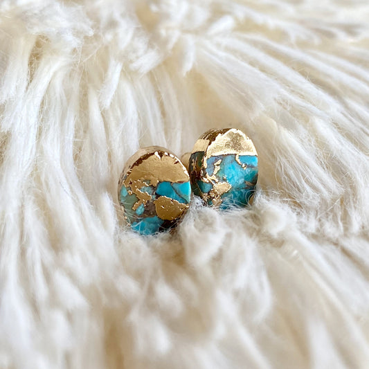 Cyllene Oval Turquoise Stud Earrings